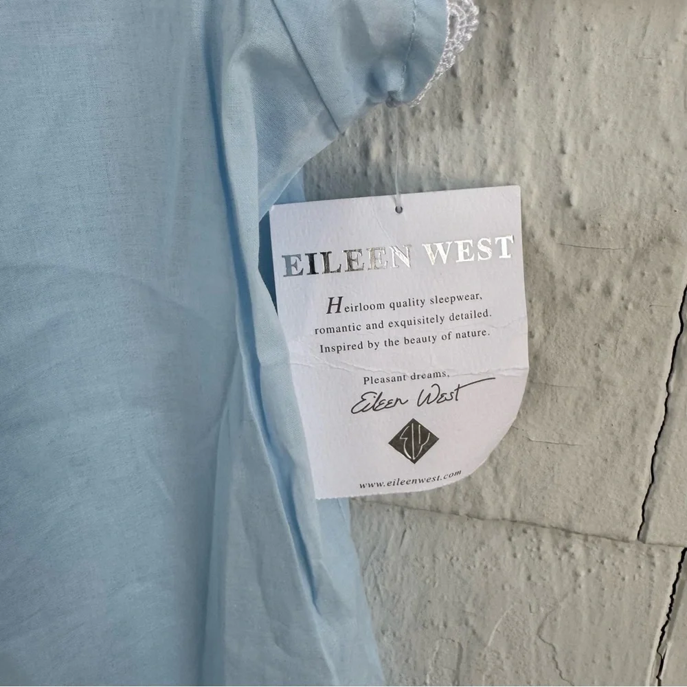 Eileen West Cap Sleeve Button Front Cotton Nightgown Blue size Large NWT NEW - Picture 4 of 7